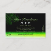 グリーンウォーターカラーズパーム葉ダイヤモンドイニシャル 名刺 (裏面)