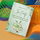 グリーンウォーターカラーティーパーティの招待状 招待状