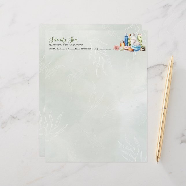 グリーンウォーターカラーデイスパとウェルネス レターヘッド (正面/裏面インサイチュ)