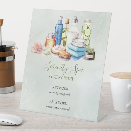 グリーンウォーターカラーデイスパアンドウェルネスWifi 台座サイン (インサイチュ)