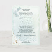 グリーンウォーターカラーバタフライ葬儀サービス プログラム (裏面)