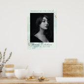 グリーンウォーターカラーバタフライ葬儀サービス ポスター (キッチン)