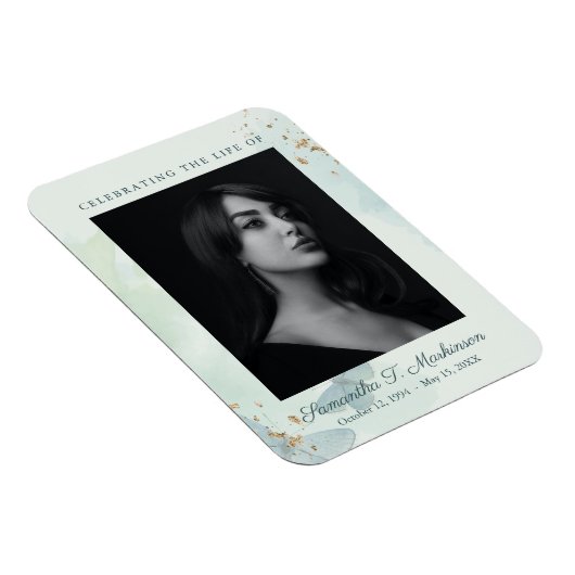 グリーンウォーターカラーバタフライ葬儀サービス マグネット (右側)