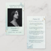 グリーンウォーターカラーバタフライ葬儀祈りの言葉カード 名刺 (正面/裏面)