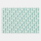 グリーンウォーターカラーパインツリーラインクリスマスツリー ラッピングペーパーシート (正面3)