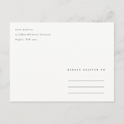 グリーンウォーターカラーフェンフォリア　保存日付 案内ポストカード (裏面)