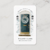 グリーンウォーターカラーフロントドアリース写真とロゴ 名刺 (正面)