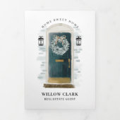 グリーンウォーターカラーフロントドア実在エステートマーケティング 三つ折りカード (カバー)