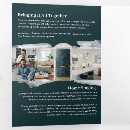 グリーンウォーターカラーフロントドア実在エステートマーケティング 三つ折りカード (内部最初)