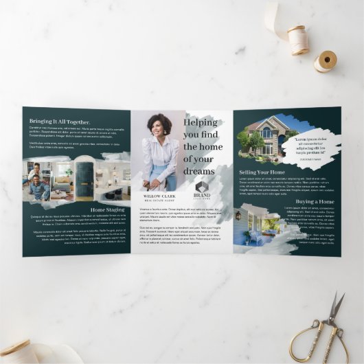 グリーンウォーターカラーフロントドア実在エステートマーケティング 三つ折りカード (内部)