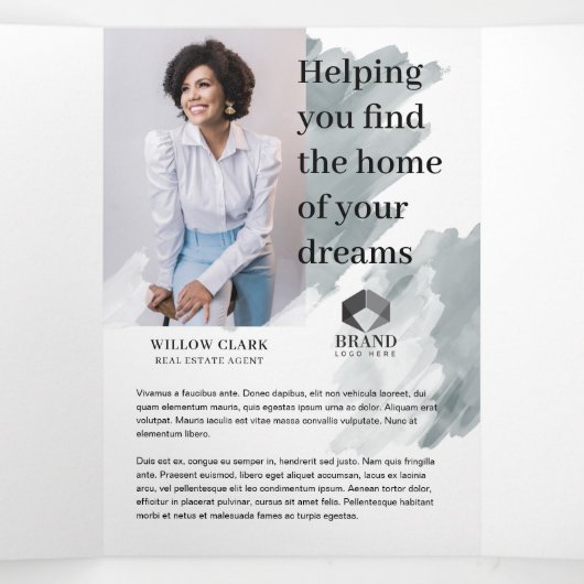 グリーンウォーターカラーフロントドア実在エステートマーケティング 三つ折りカード (内部中)