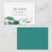 グリーンウォーターカラーボタニカルゲスト詳細インサート エンクロージャーカード (正面/裏面)