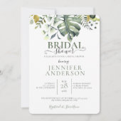 グリーンウォーターカラーボタニカルブライダルシャワー 招待状 (正面)