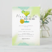 グリーンウォーターカラーマルガリータライムブライダルシャワー 招待状 (スタンド正面)
