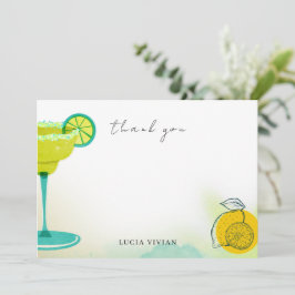 グリーンウォーターカラーマルグリータライム ブライダルシャワー サンキューカード