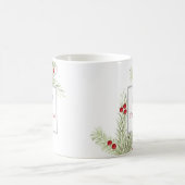 グリーンウォーターカラーモダンホリデークリスマスモノグラム コーヒーマグカップ (中央)