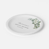 グリーンウォーターカラーユーカリフローラブライダルシャワー ペーパープレート (アングル)