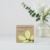 グリーンウォーターカラーリーフブランチスクエアクラフトスクエアB スクエア名刺 (スタンド正面)