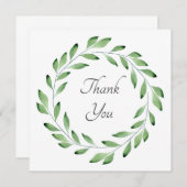 グリーンウォーターカラーリーフブランチリース サンキューカード (正面/裏面)