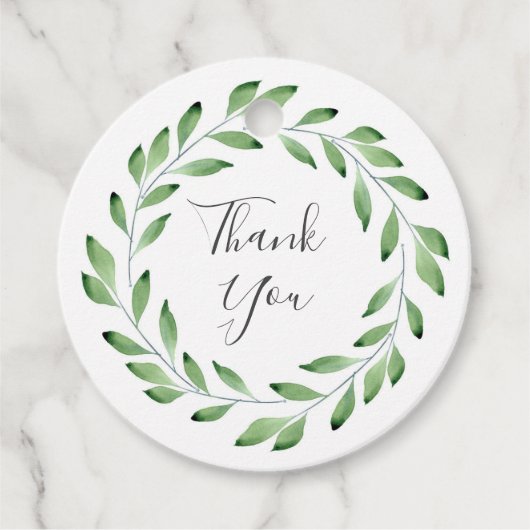 グリーンウォーターカラーリーフブランチリース フェイバータグ (正面)