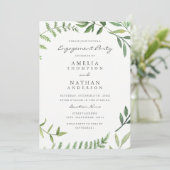 グリーンウォーターカラーリーフ婚約パーティ招待状 招待状 (スタンド正面)