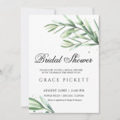 グリーンウォーターカラーリーリーフブライダルシャワー 招待状 (正面)
