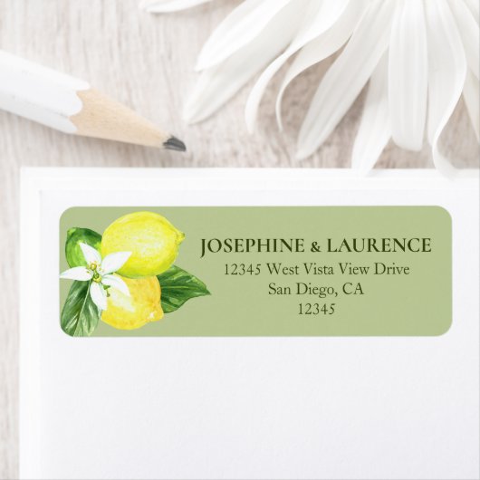 グリーンウォーターカラーレモン差出人住所 ラベル (インサイチュ)