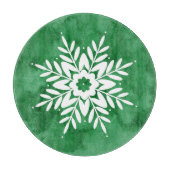 グリーンウォーターカラー抽象芸術スノーフレーク カッティングボード (正面)