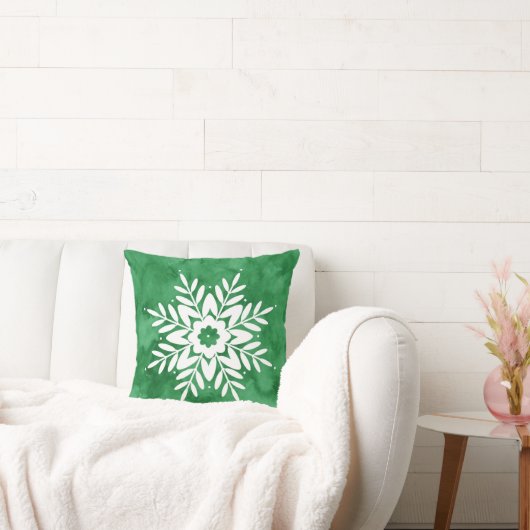 グリーンウォーターカラー抽象芸術スノーフレーク クッション (ソファ)
