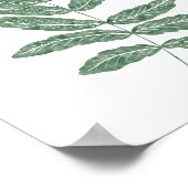 グリーンウォーターカラー植物性シダの葉 ポスター (角)