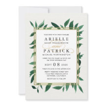 グリーンウォーターカラー植物性結婚式招待状