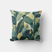 グリーンウォーターカラー植物性葉装飾用クッション クッション (正面)