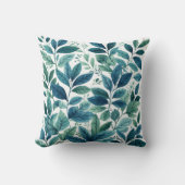 グリーンウォーターカラー植物性葉装飾用クッション クッション (正面)