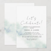 グリーンウォーターカラー洗練パーティー 招待状 (正面/裏面)