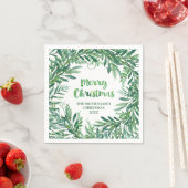 グリーンウォーターカラー熱帯離れクリスマスナプキン スタンダードカクテルナプキン (インサイチュ)