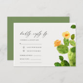 グリーンウォーターカラー砂漠サボテンフローラRSVP 出欠カード (正面/裏面)