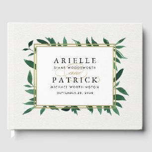 グリーンウォーターカラー結婚ボタニカルズゲストブック ゲストブック