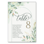 グリーンウォーターカラー結婚式テーブルカード 座席表 テーブルナンバー (裏面)