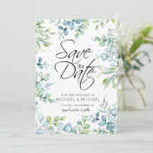 グリーンウォーターカラー・セーブ・ザ・デート・テンプレート 招待状 (スタンド正面)