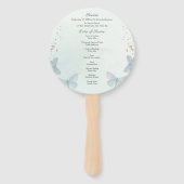 グリーンウォーターカラー バタフライ葬儀サービス ハンドファン (裏面)