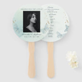 グリーンウォーターカラー バタフライ 葬儀サービス ハンドファン (正面&裏面)