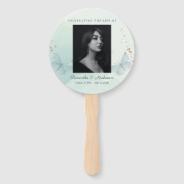 グリーンウォーターカラー バタフライ 葬儀サービス ハンドファン