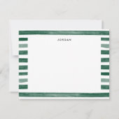 グリーンウォーターストライプカラーTHANK YOU NOTEカード 出欠カード (正面)