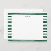 グリーンウォーターストライプカラーTHANK YOU NOTEカード 出欠カード (正面/裏面)
