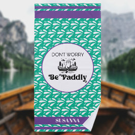 グリーンウォーターストライプパターンレトロカヌートター名 ビーチタオル