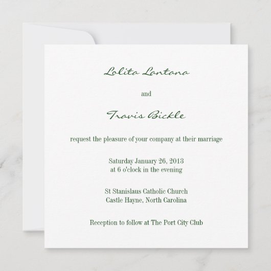 グリーンウォーターズケルト結び糸細工結婚式招待状 招待状 (裏面)