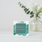 グリーンウォータートレンディーソーシャルメディアQRコードはっきりした スクエア名刺 (スタンド正面)