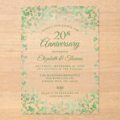 グリーンウォーターハート結婚20周年 アクリル招待状 (正面)