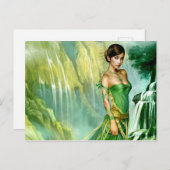 グリーンウォーターフォール美しい ポストカード (正面/裏面)