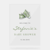 グリーンウォーターベビーシューズベビーシャワー アクリルサイン (正面)